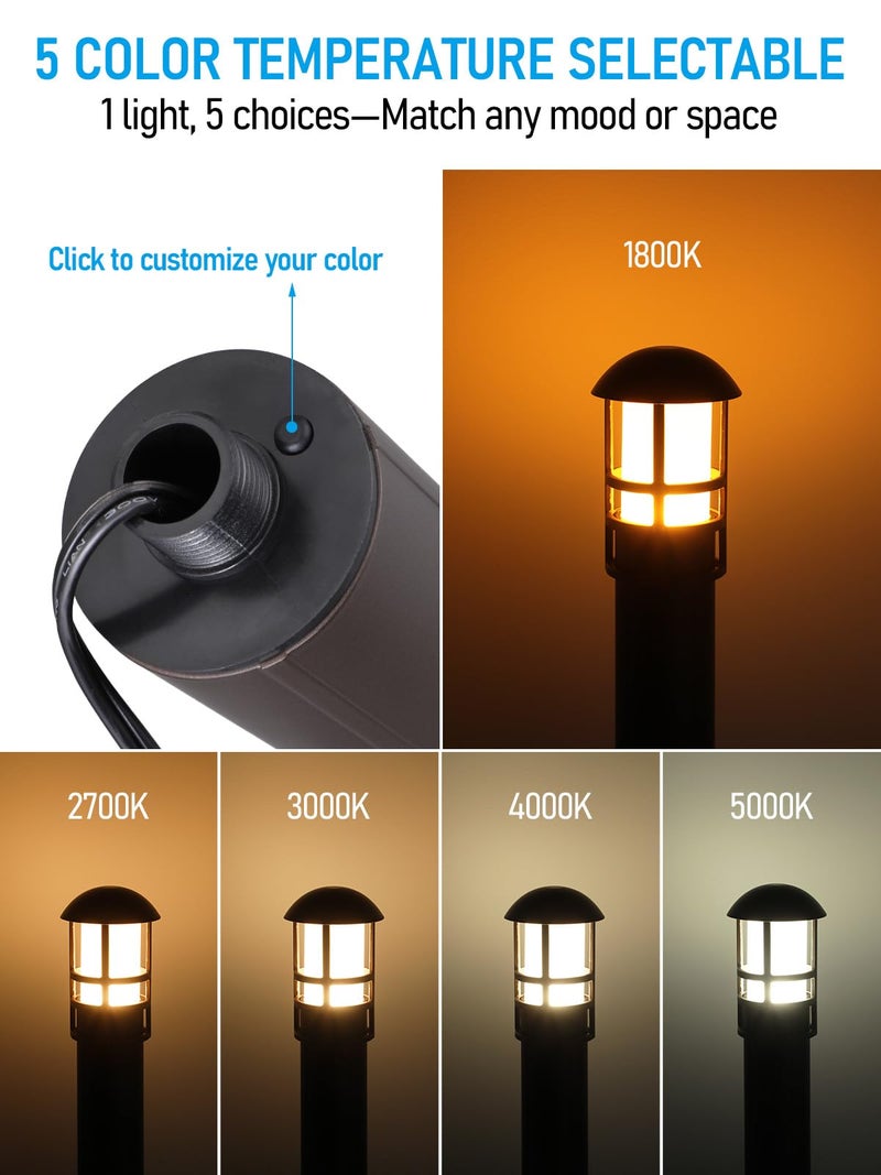 LEONLITE Low Voltage Landscape Pathway Lights, 3W 12V AC/DC Landscape Lighting, Waterproof CRI90+ Pathway Lighting Wired for Yard Lawn, Bronze Aluminum Housing, ETL Listed, 5000K Daylight, Pack of 6 - Image 2